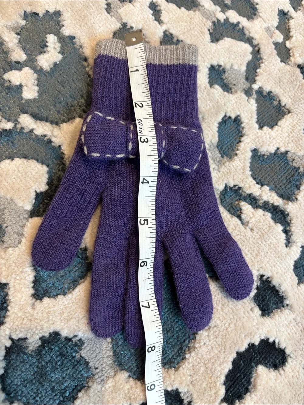 Purple Bow Knit Gloves - Cozy Winter Accessory